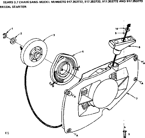 Craftsman 917353732 recoil starter diagram