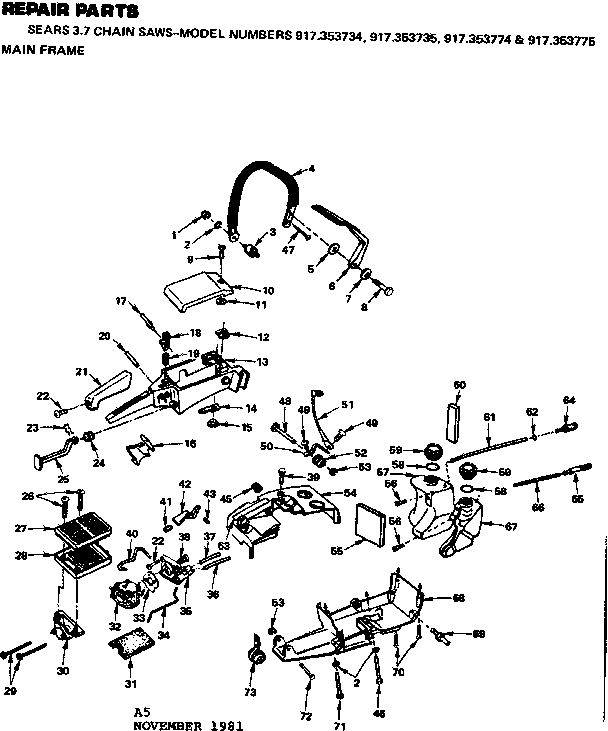 Craftsman 917353775 main frame diagram