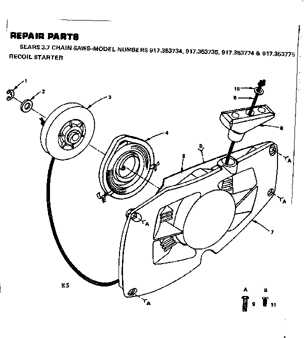 Craftsman 917353775 recoil starter diagram