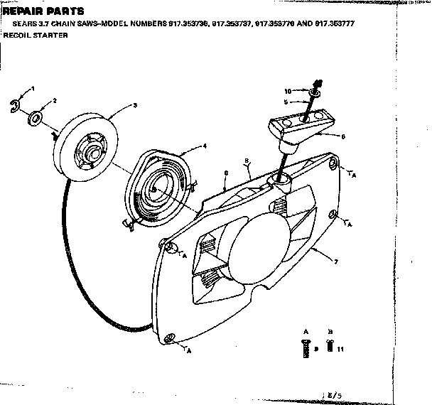 Craftsman 917353736 recoil starter diagram
