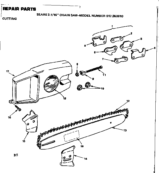 Craftsman 917353810 16 in. chain saw/cutting diagram
