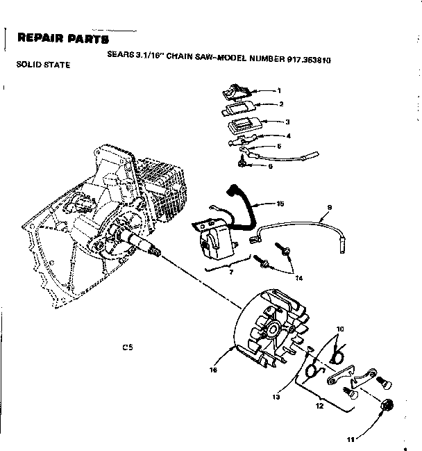 Craftsman 917353810 16 in. chain saw/solid state diagram