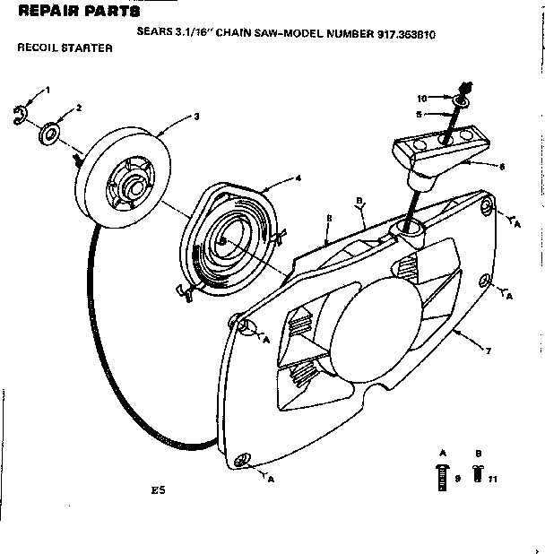Craftsman 917353810 16 in. chain saw/recoil starter diagram