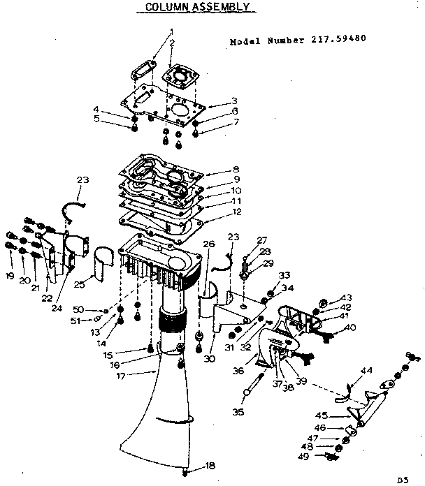 Craftsman 21759480 column assembly diagram
