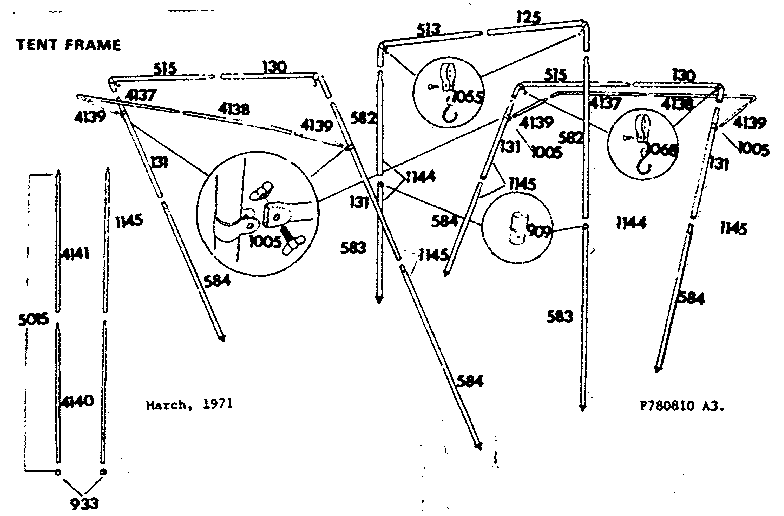 Sears 308780810 tent frame diagram