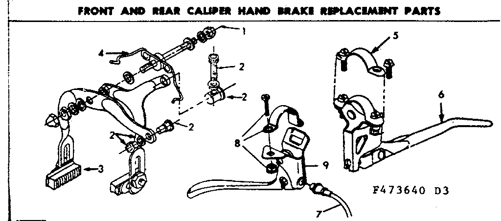 Sears 502473680 front & rr caliper hand brake repl parts diagram