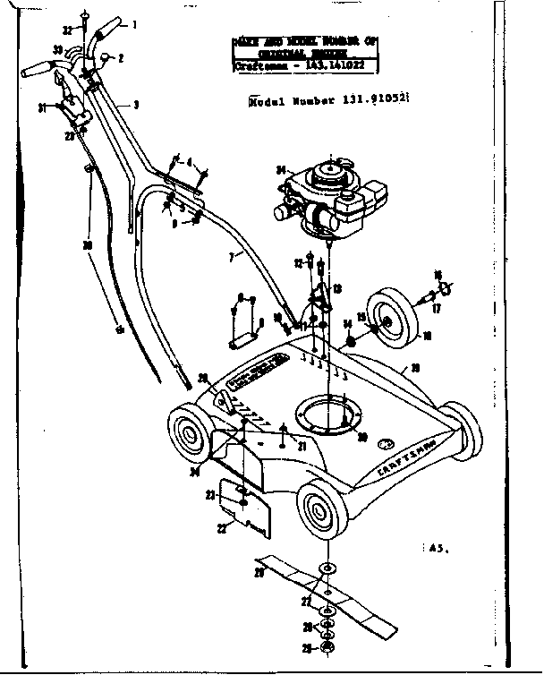 Craftsman 13191052 replacement parts diagram
