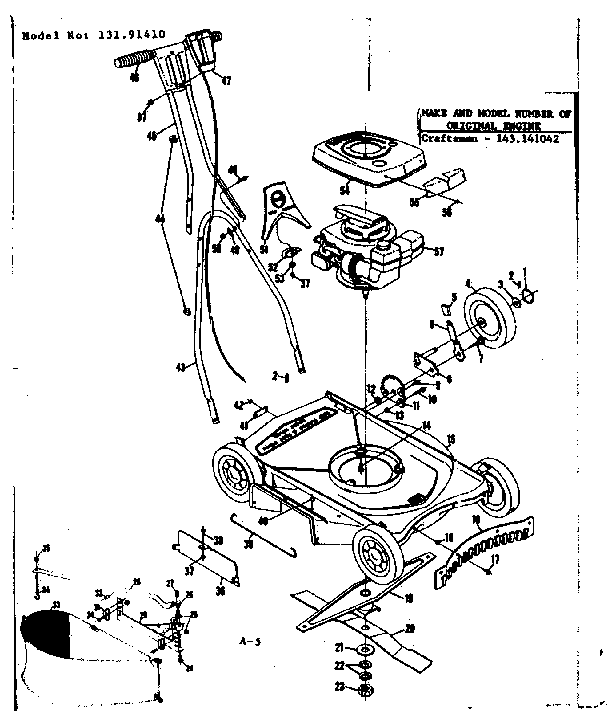 Craftsman 13191410 replacement parts diagram