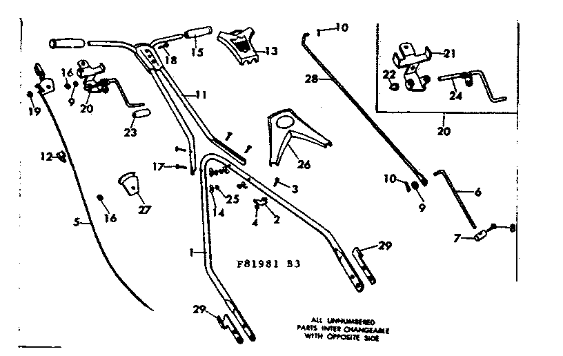 Craftsman 53681981 handle assembly diagram