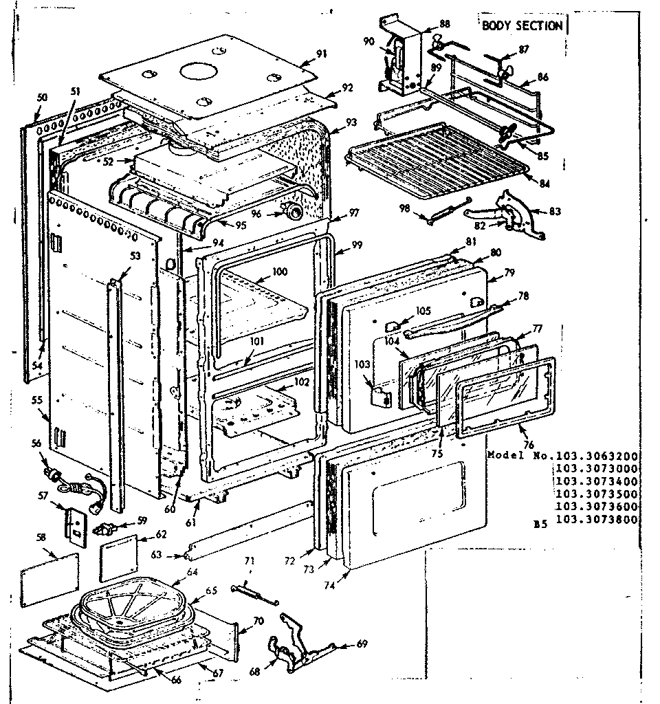 Kenmore 1033073000 body section diagram