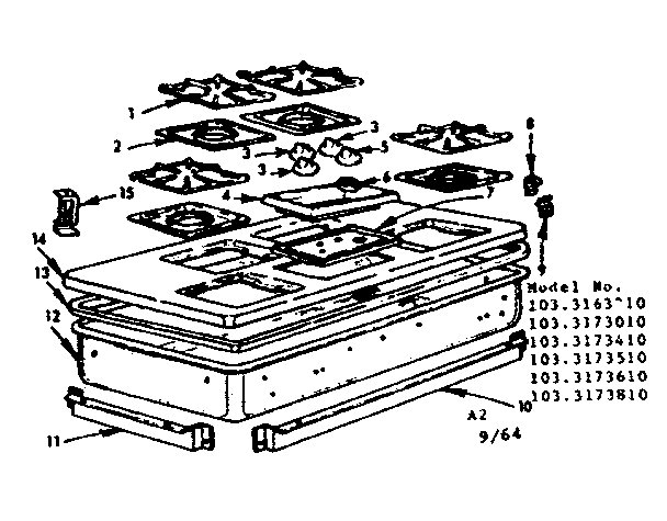 Kenmore 1033173010 maintop & body section diagram