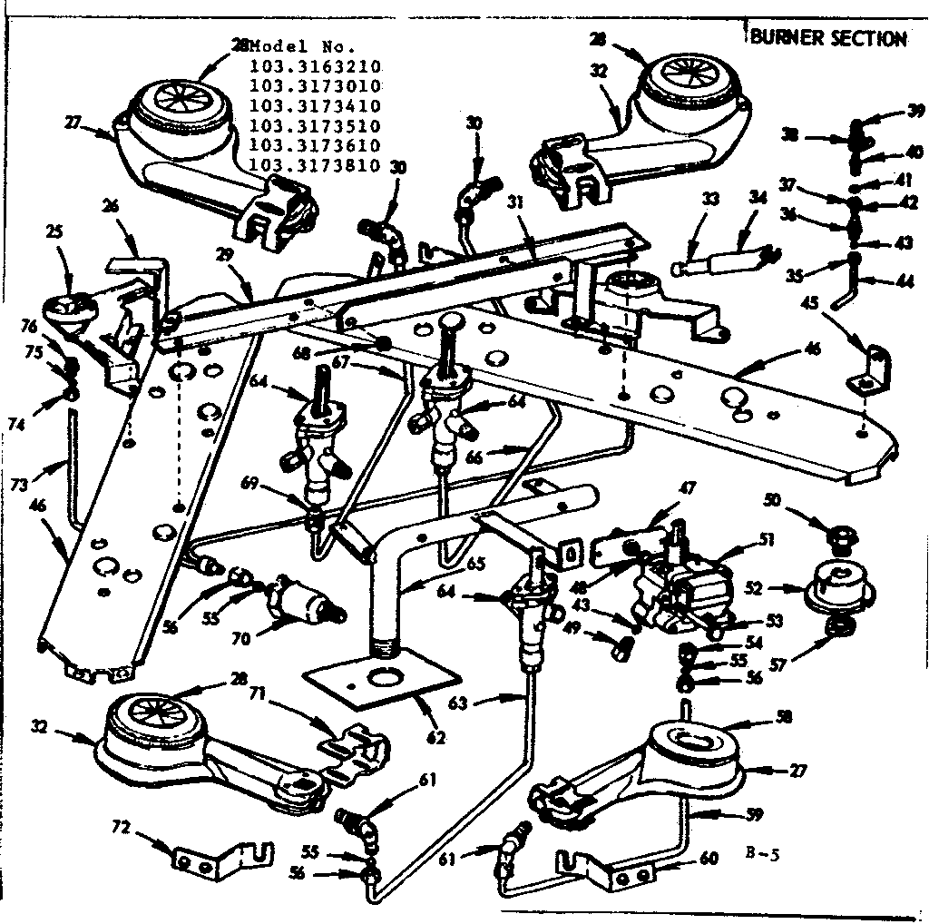 Kenmore 1033173010 burner section diagram