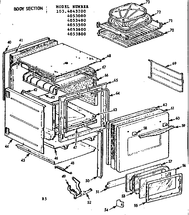 Kenmore 1034053800 body section diagram