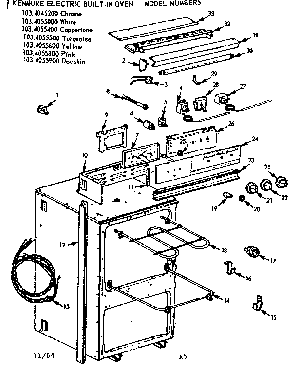 Kenmore 1034055600 control section diagram