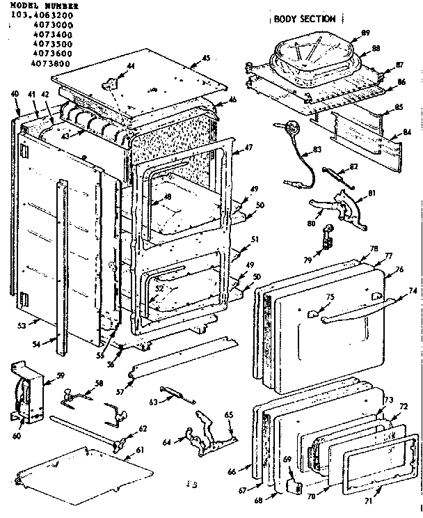 Kenmore 1034073400 body section diagram