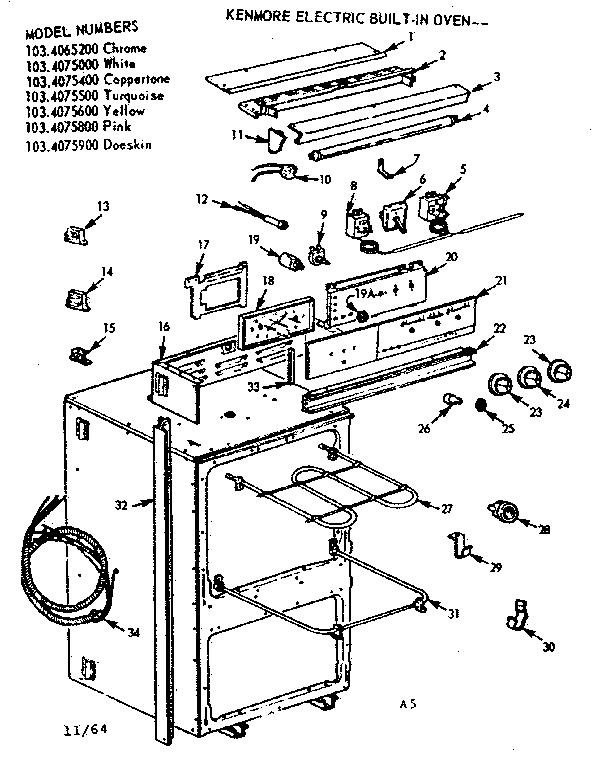 Kenmore 1034075000 kenmore electric built-in oven diagram