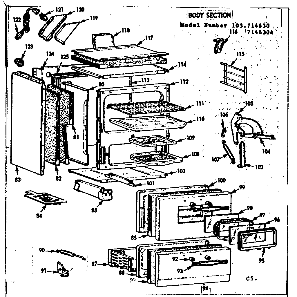 Kenmore 103714630 body section diagram