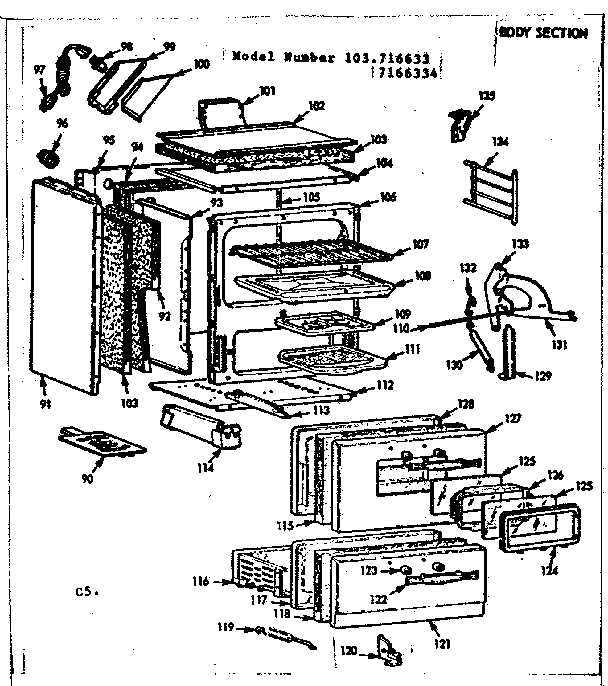 Kenmore 1037166334 body section diagram