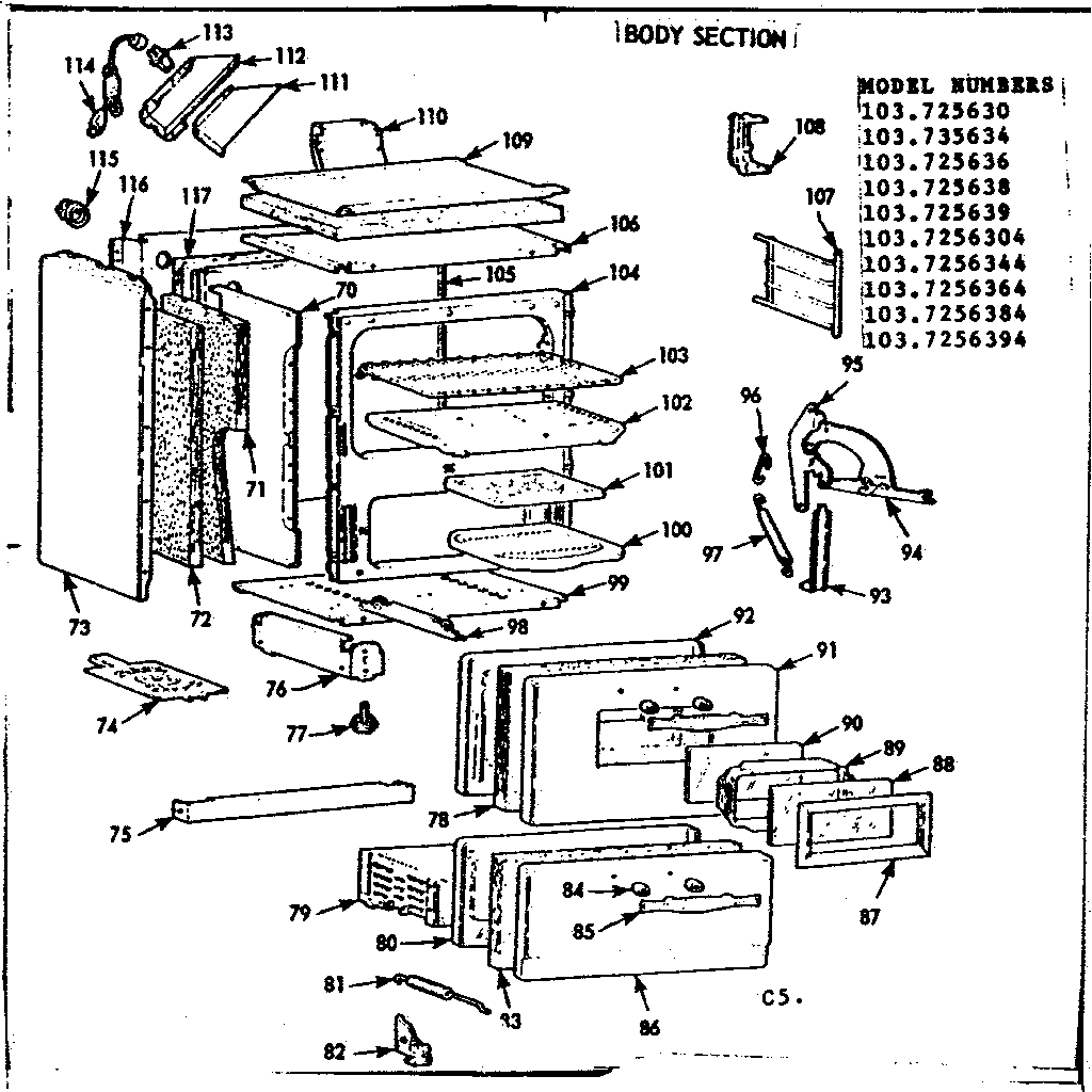 Kenmore 103725638 body section diagram
