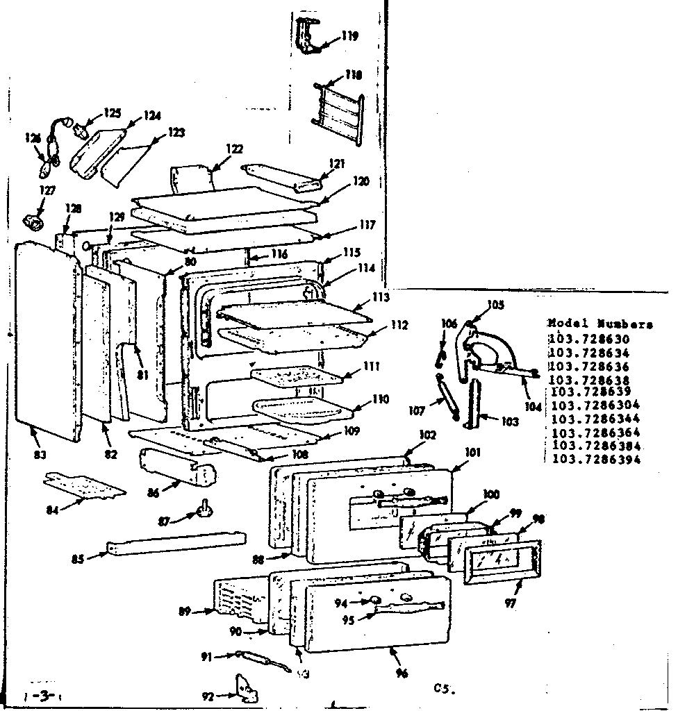 Kenmore 1037286344 body section diagram