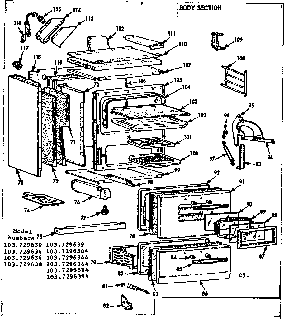 Kenmore 103729630 body section diagram
