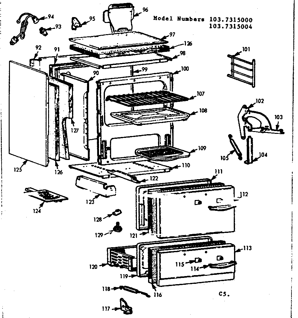 Kenmore 1037315004 body section diagram