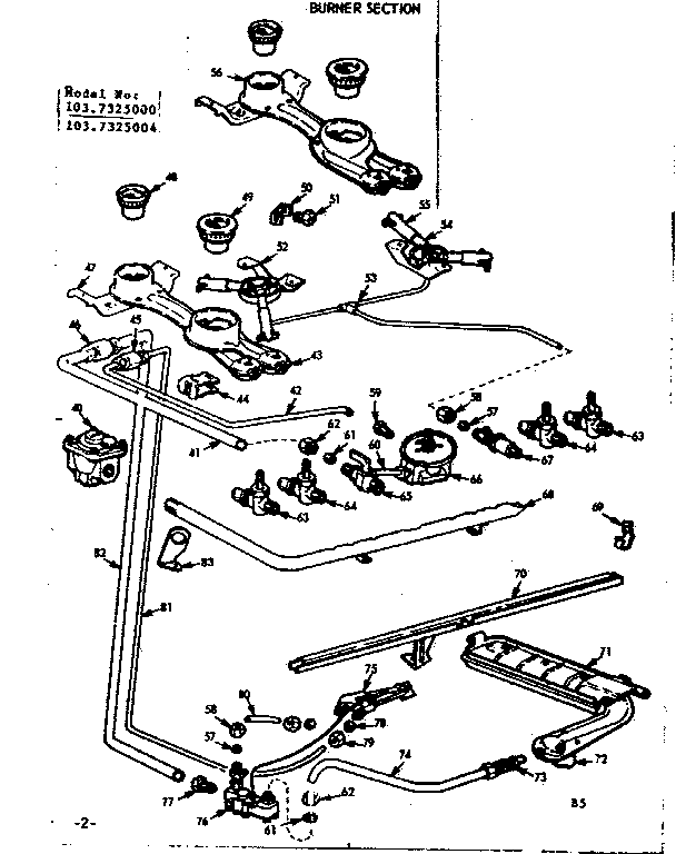 Kenmore 1037325000 burner section diagram