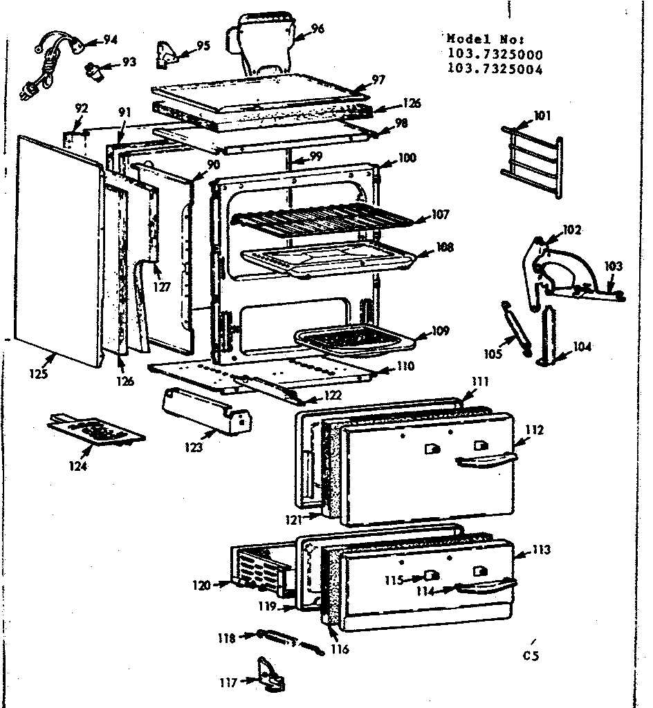 Kenmore 1037325000 body section diagram