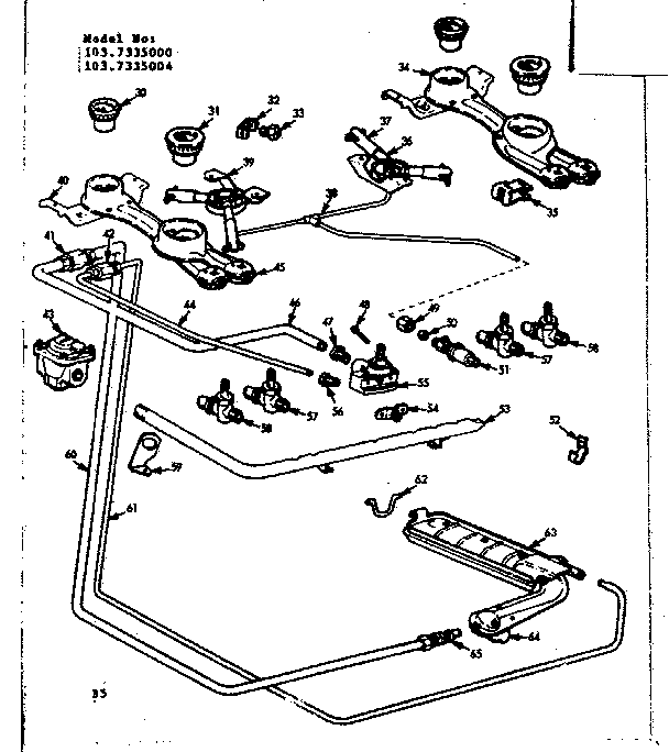 Kenmore 1037335004 burner section diagram