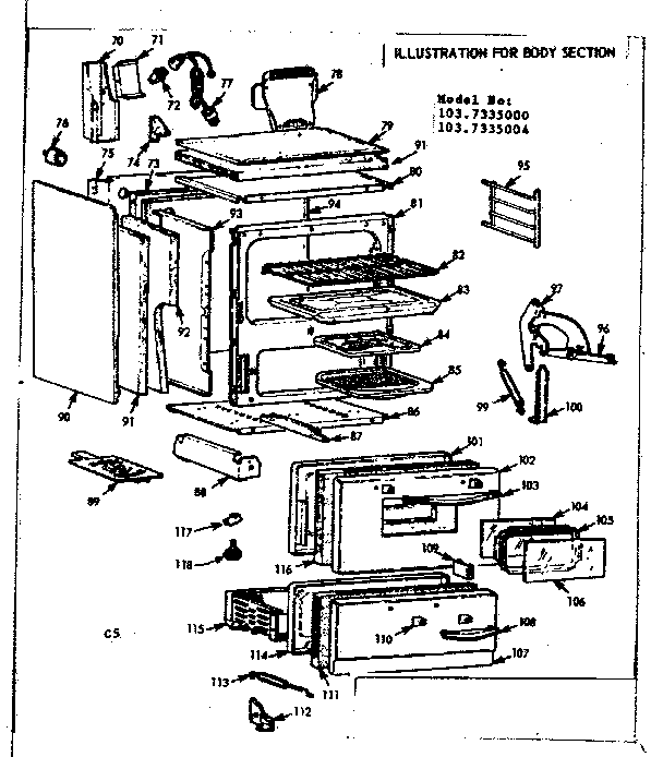 Kenmore 1037335004 body section diagram