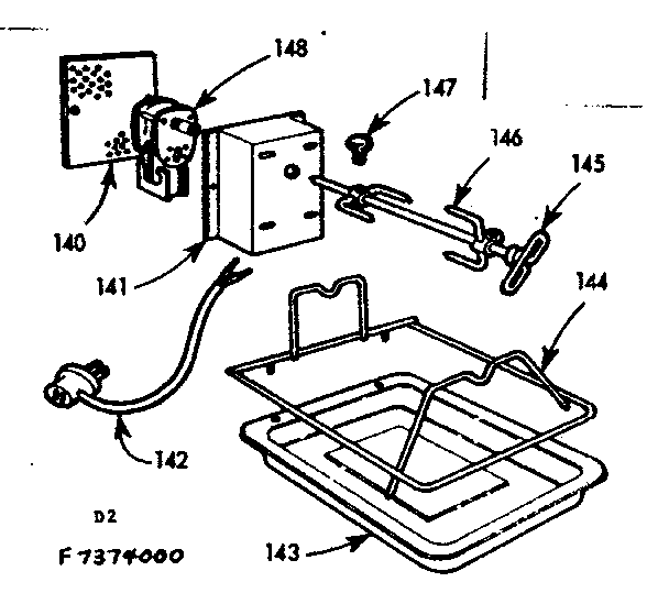 Kenmore 1037374404 optional oven rotisserie diagram