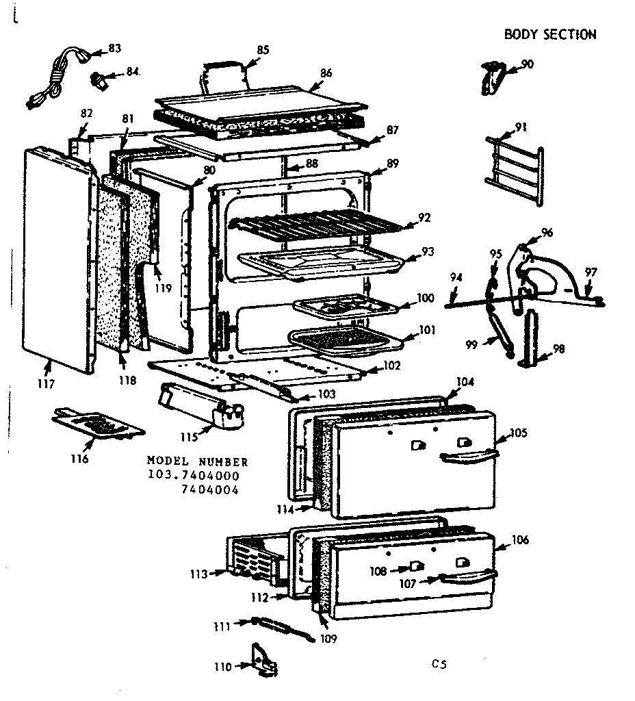 Kenmore 1037404000 body section diagram