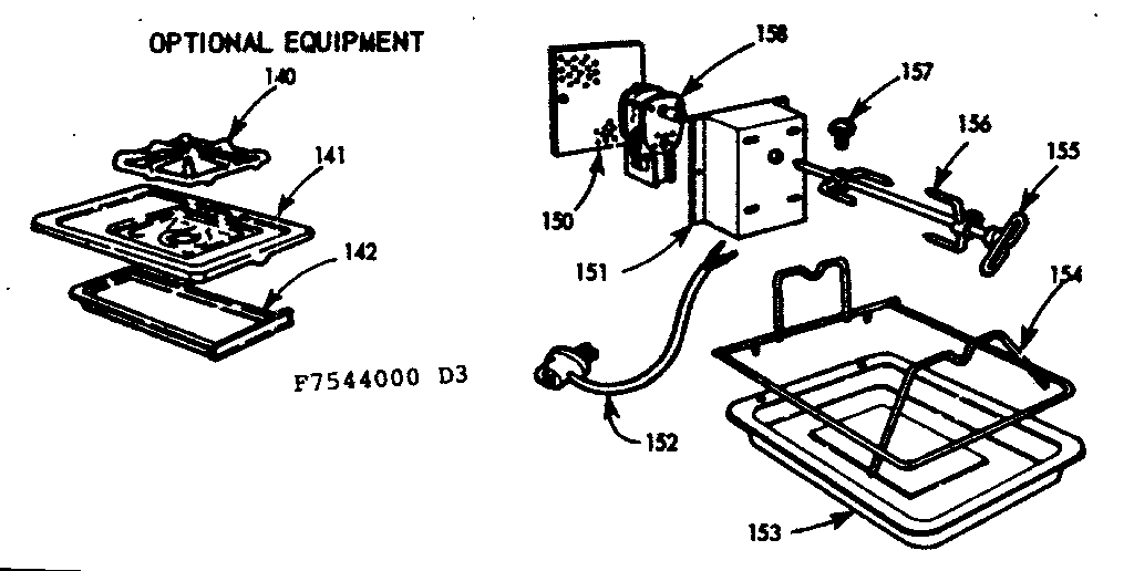 Kenmore 1037544604 optional fifth burner & rotisserie diagram