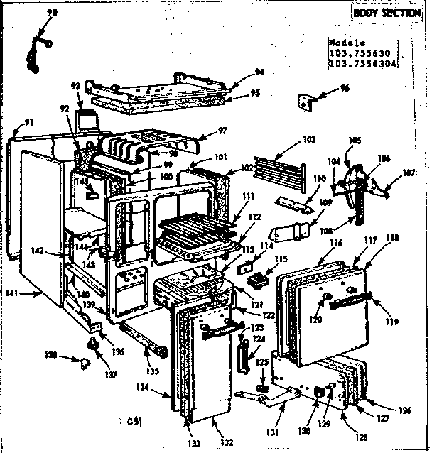 Kenmore 103755630 body section diagram