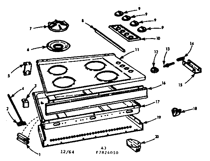 Kenmore 1037824410 main top section diagram