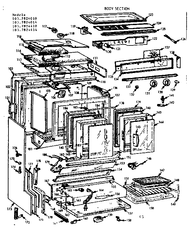 Kenmore 1037824410 body section diagram
