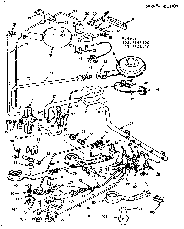 Kenmore 1037844000 burner section diagram