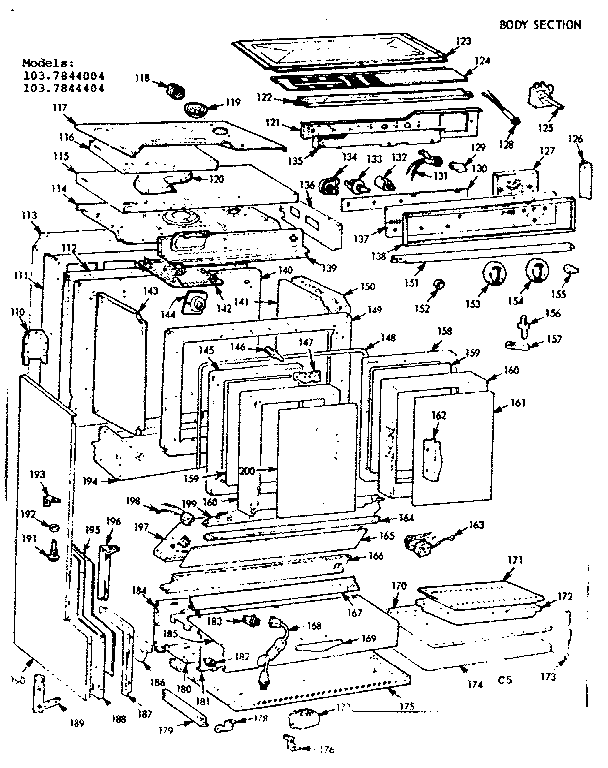 Kenmore 1037844404 body section diagram