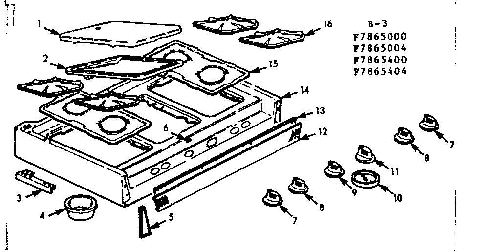 Kenmore 1037865400 maintop section diagram