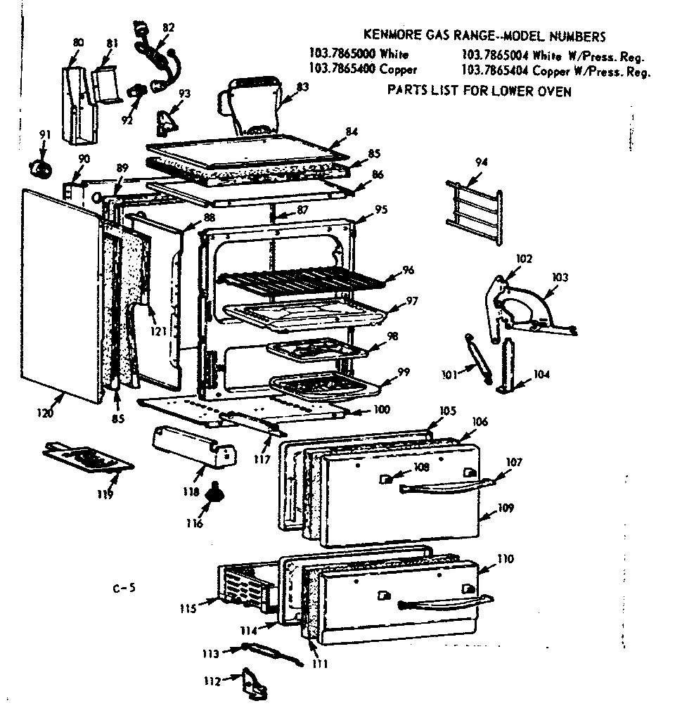 Kenmore 1037865400 lower oven diagram
