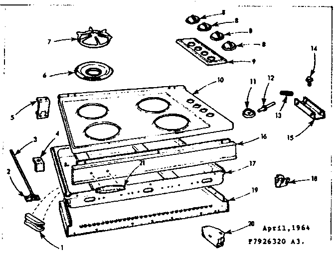 Kenmore 1037926324 maintop and body section diagram