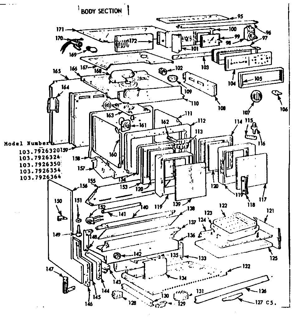 Kenmore 1037926324 body section diagram