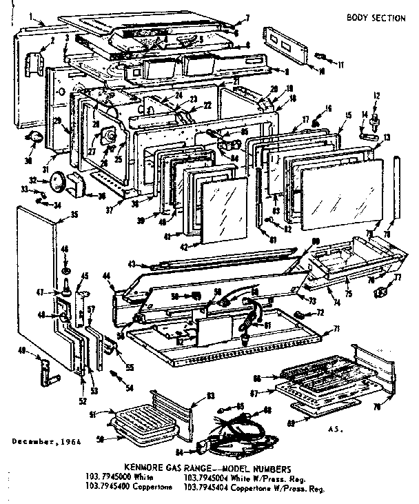 Kenmore 1037945000 body section diagram