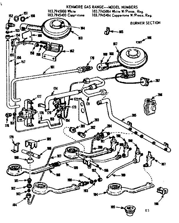 Kenmore 1037945000 burner section diagram