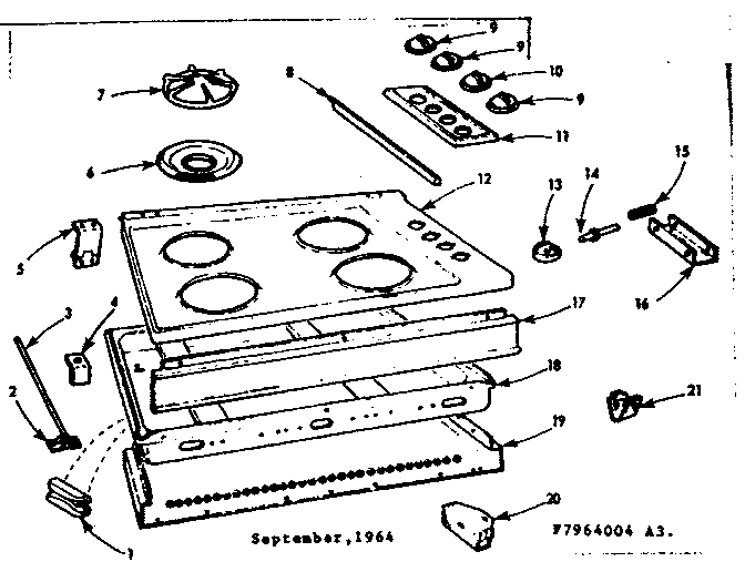 Kenmore 1037964004 maintop and body section diagram