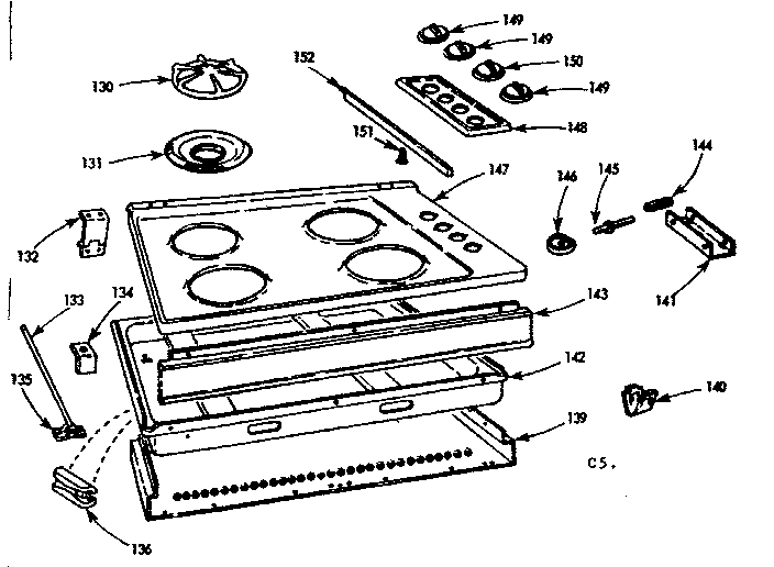 Kenmore 1037965404 main top section diagram