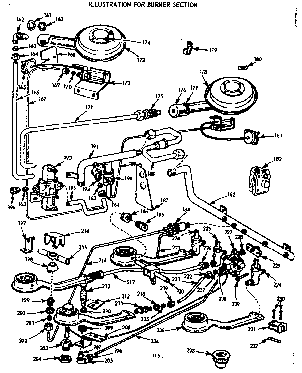 Kenmore 1037965404 burner section diagram