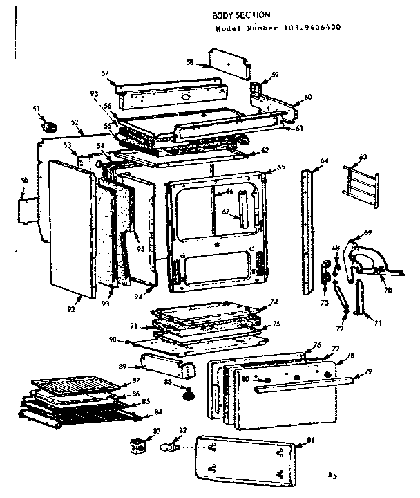 Kenmore 1039406400 body section diagram