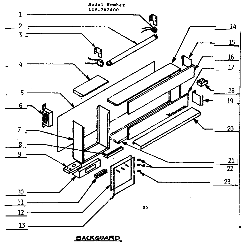 Kenmore 119762400 backguard diagram