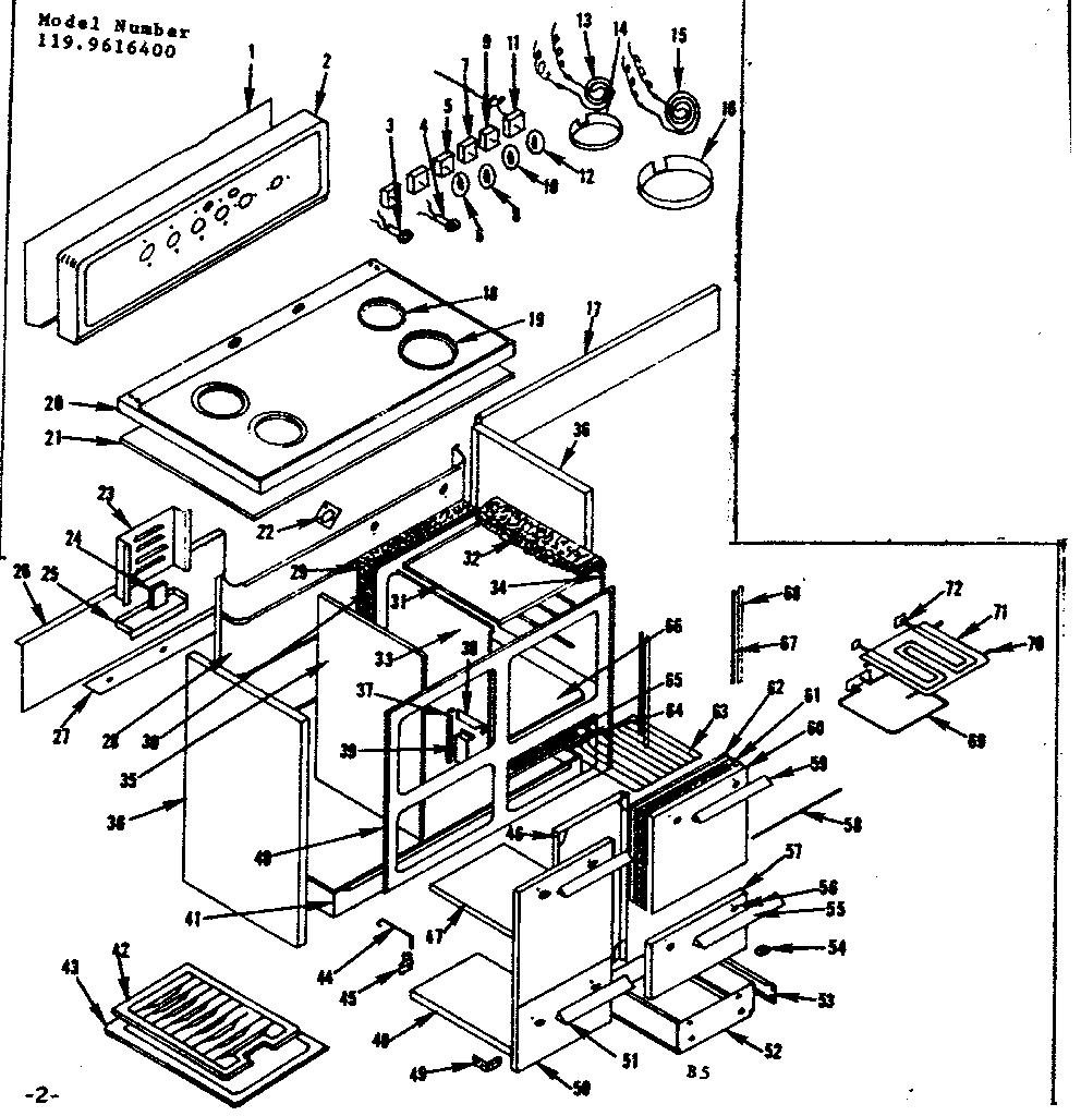 Kenmore 1199616400 body section diagram